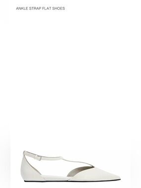 Zara White Cutout Ballet Flats with Ankle Strap